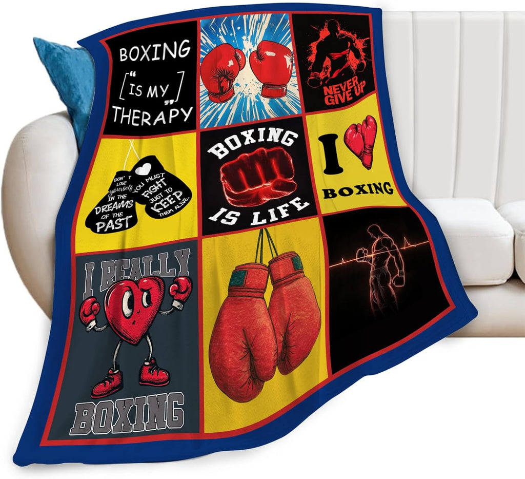 Boxing Blanket Boxing Gloves Sports Lover Throw Blankets Gifts for Girls Boys Kids Soft Cozy Fleece Plush for Couch Sofa Bed 60"x50"