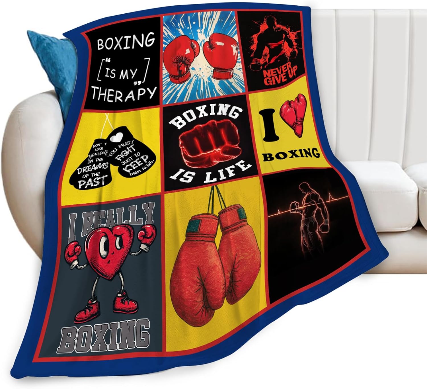 Boxing Blanket Boxing Gloves Sports Lover Throw Blankets Gifts for Girls Boys Kids Soft Cozy Fleece Plush for Couch Sofa Bed 60"x50"