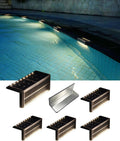 Solar Pool Lights, IP67 Waterproof Step Lights for Outside, Heavy Duty Stainless-Steel Retaining Wall Light, Ultra-Thin & Anti-Trip 26LEDs in 2-Way for Path, Stair (Warm White, 6Pack)
