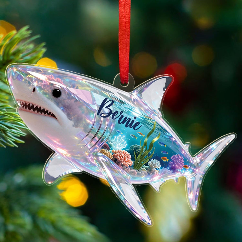 Personalized Shark 2D Flat Shape Ornament, Sharks Sea Animal Ornament, Sharks Hanging Xmas Tree, Gifts for Men Women Kids Friends, Customized Shark Christmas Ornaments 2025, Beach Themed Keepsake