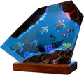 Ocean Resin Lamp – Resin Art Night Light with 16 Color LED, USB Powered Whale Shark & Turtle Desk Lamp with Wooden Base & Remote,Handmade Gift for Christmas, New Year