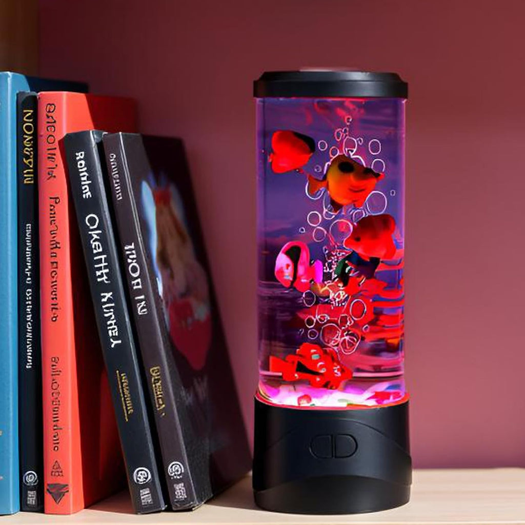 Bubble Fish Lamp Electric Fish Tank Table Lamp Fake Aquarium with Color LED Changing Light Gift for Kids Men Women Home Deco for Room Mood Light for Relax