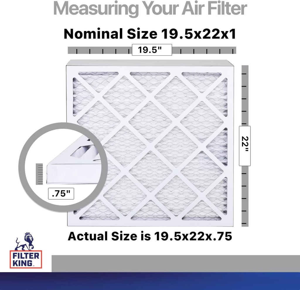 Filter King 19.5x22x1 Air Filter | 4-PACK | Carbon MERV 8 HVAC Pleated A/C Furnace Filters | MADE IN USA | Actual Size: 19.5 x 22 x .75"