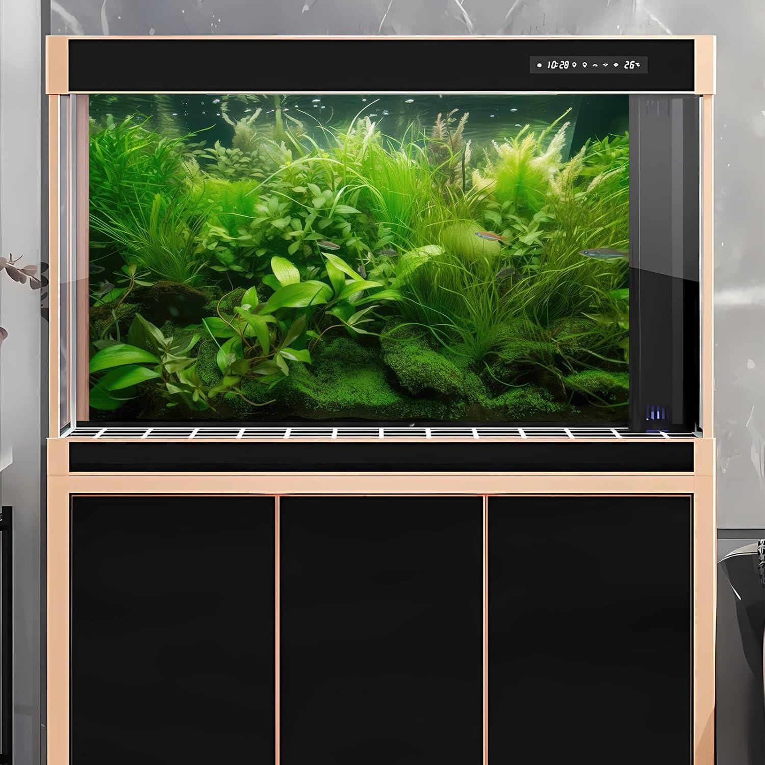 Underwater Aquarium Background Diverse Collection of Aquatic Plants Fish Tank Background Lush Green Seagrass Aquarium Terrarium Background Jungle Style Reptile Habitat Background Vinyl 48x20in