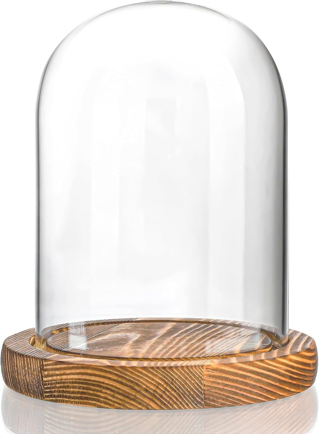 ZEERSHEE 5.5“ x 3.9“ Glass Display Dome Cloche with Wooden Base for Home Decoration