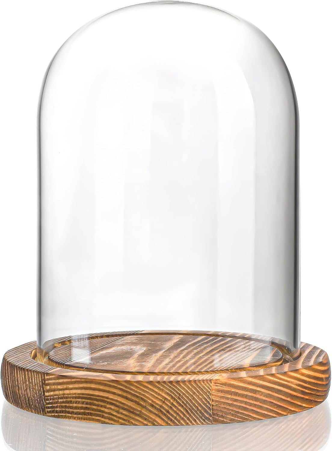 ZEERSHEE 5.5“ x 3.9“ Glass Display Dome Cloche with Wooden Base for Home Decoration