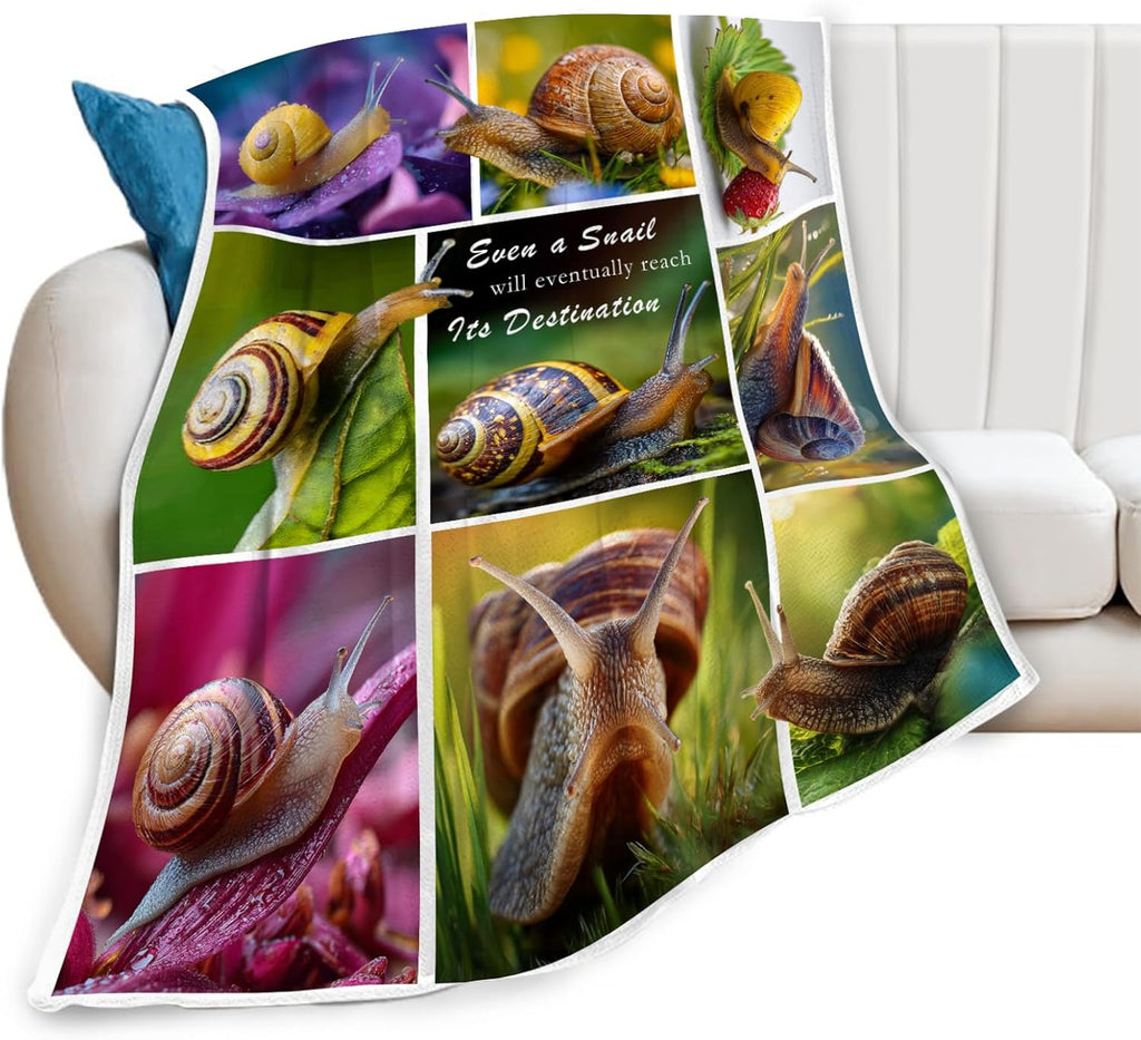 Snail Blanket Snail Lover Throw Blankets Gifts for Girls Boys Kids Soft Cozy Fleece Plush for Couch Sofa Bed 60"x50"