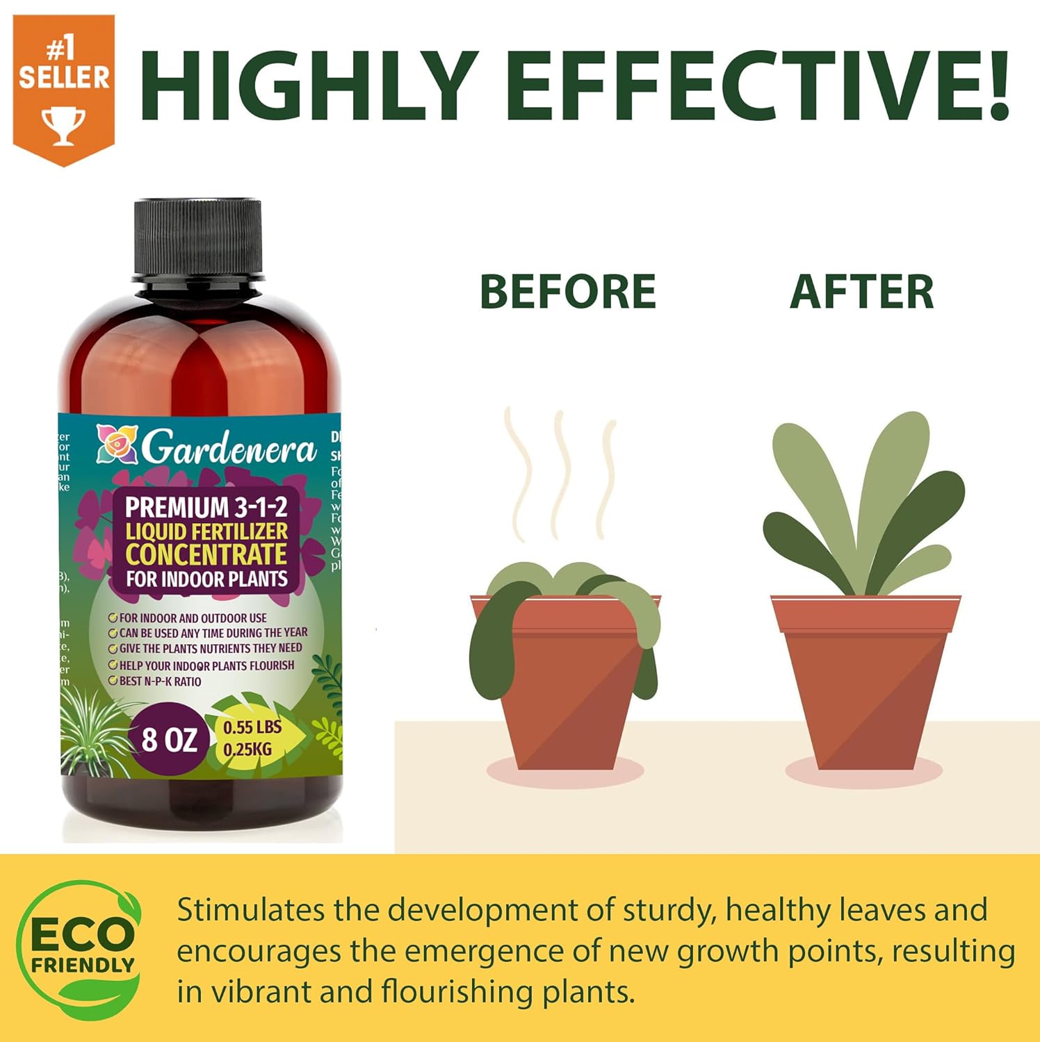 Premium Liquid Lavender Plant Fertilizer - 3-1-2 Concentrate for Indoor Plants and Flowers by Gardenera | Organic Plant Food for Lavenders - 8oz