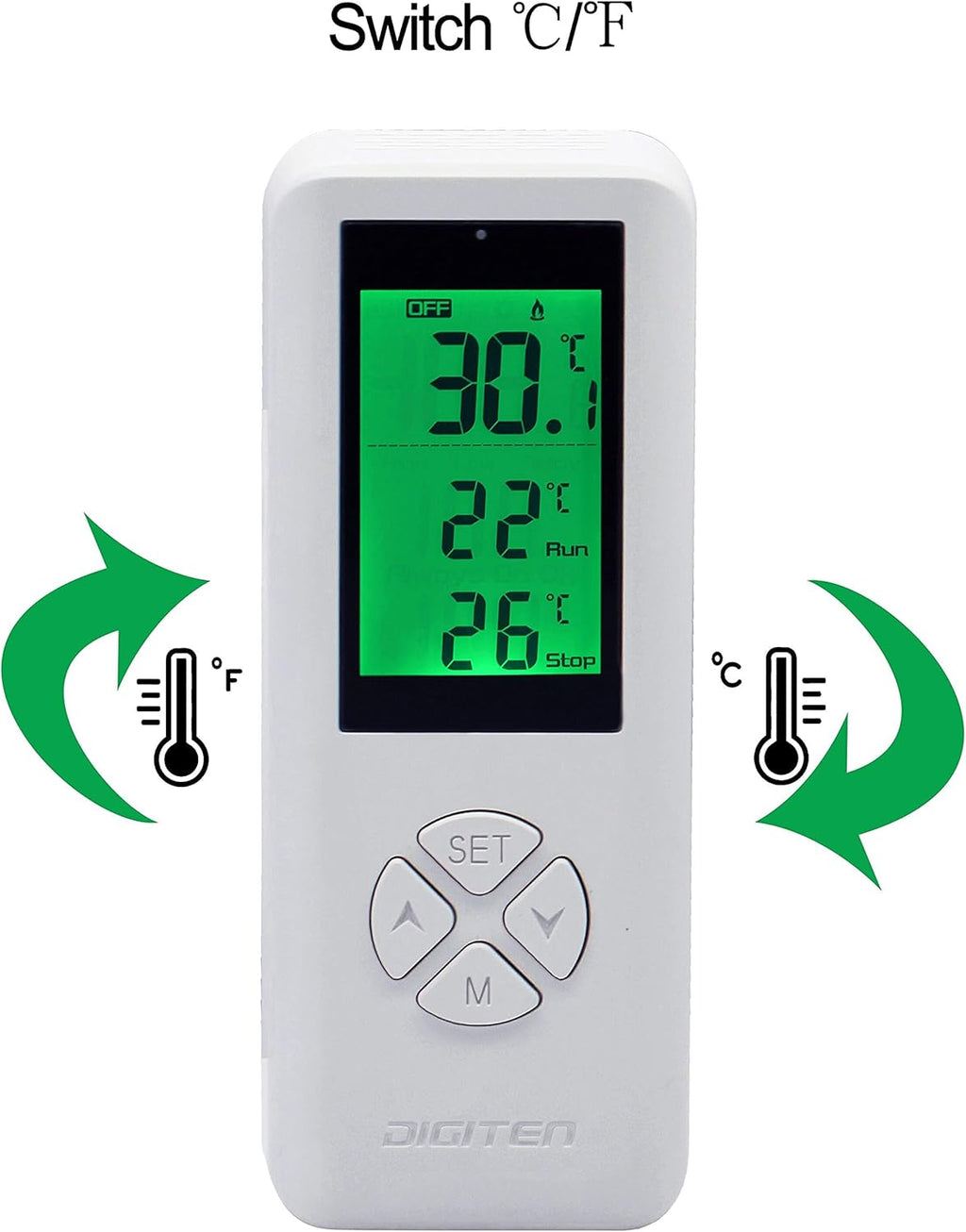 Digital WTC200 Wireless Thermostat Plug-in Temperature Controller Outlet, Remote Temp Controller, Thermometer Heating Cooling Mode for Fan Heater Greenhouse Home Brew Reptile - White