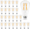 Edison Bulbs Dimmable, E26 LED Bulb 60 watt Equivalent, Soft White 2700K, ST58 Vintage Light Bulbs, 90+ CRI, 6W 600LM, E26 Medium Base, Clear Glass, 24 Pack