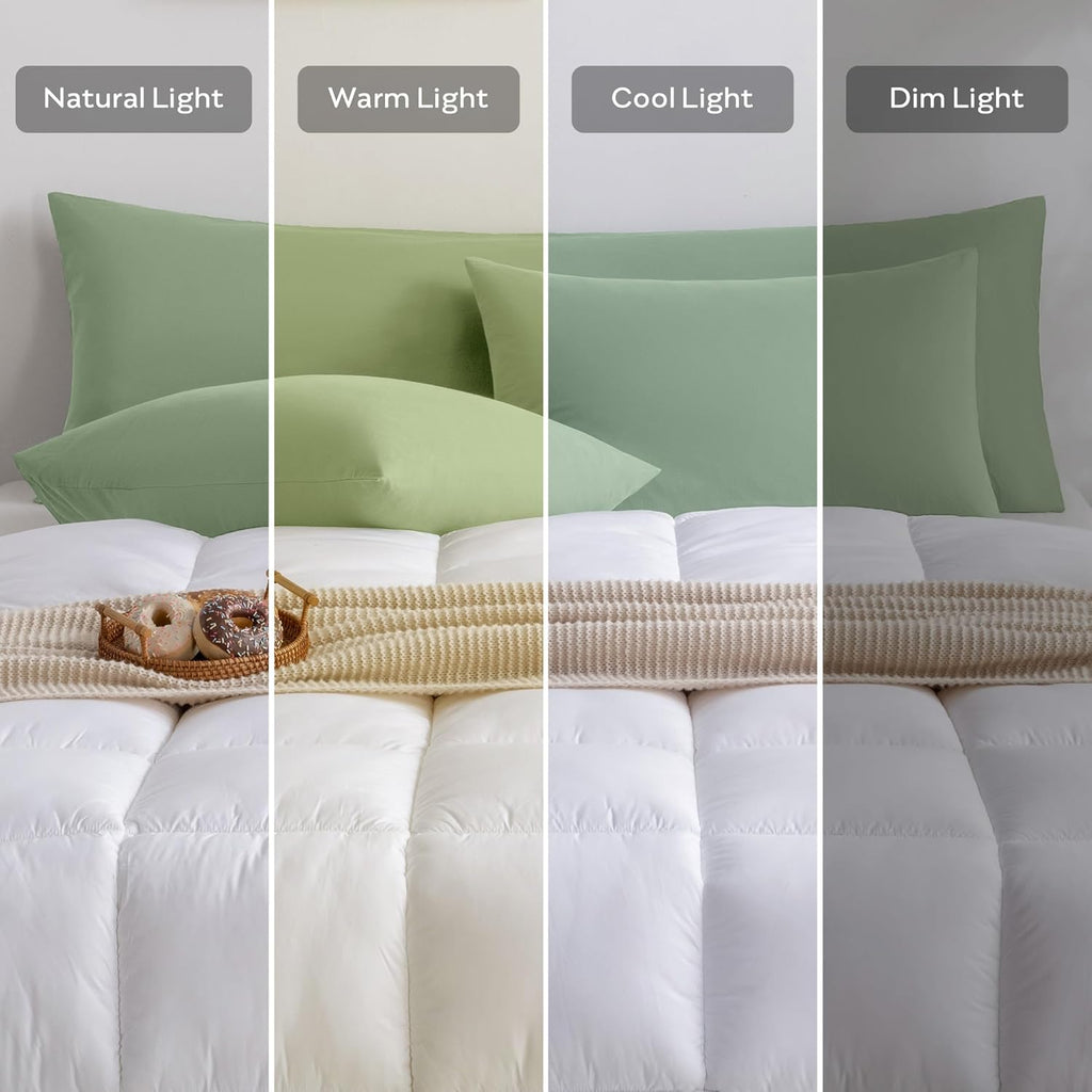 JELLYMONI Pillowcases King Set of 2 Cotton Envelope Pillow Covers Light Green 20×36in Bed Pillow Case 100% Washed Cotton Soft Breathable (Pillows are not Included)