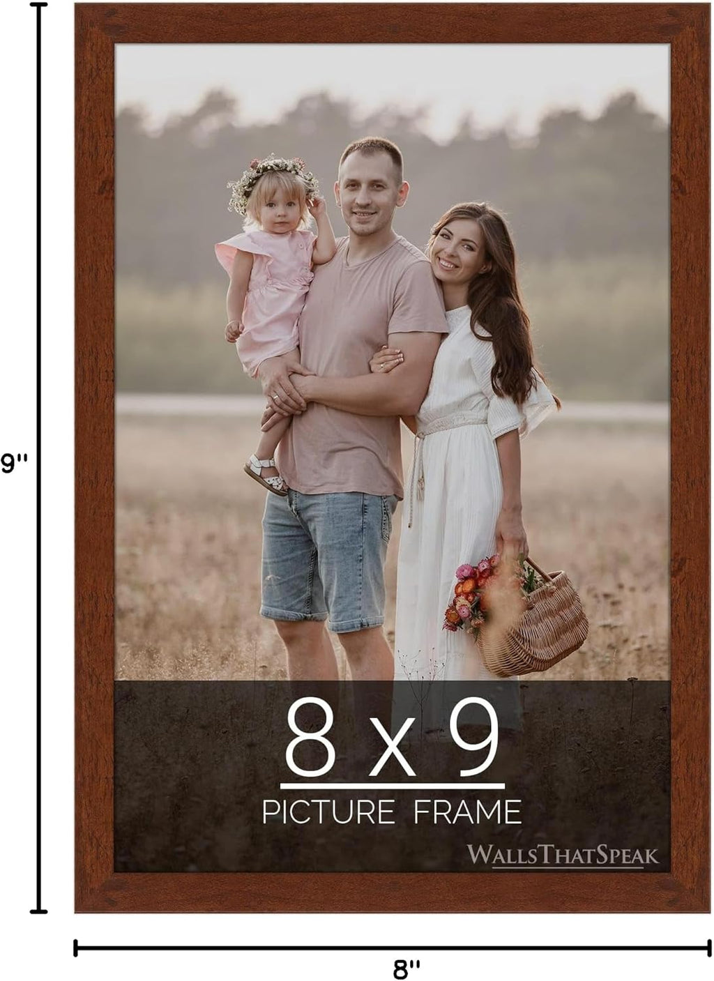 wallsthatspeak 8x9 Dark Walnut Rustic Pine Picture Frame for Puzzles Posters Photos or Artwork