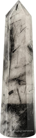 Amazing Gemstone Black Rutilated Quartz Crystal Towers ~ Natural Healing Crystal Point Obelisk for Reiki Healing & Crystal Grid (2" to 3" Inch)