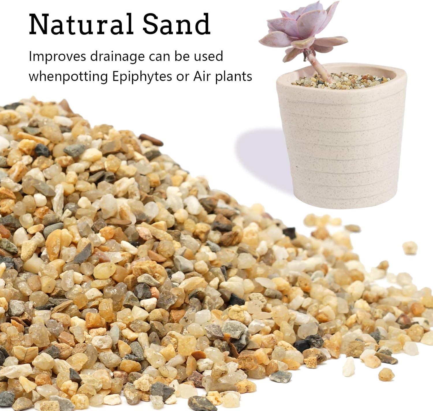 Coarse Sand Stone - Silica Sand for Plants, Soil Cover Succulents and Cactus Bonsai DIY Horticultural Sand, Decorative Sand for Vases Fillers,Terrarium, Fairy Garden,Natural Sand Top Dressing
