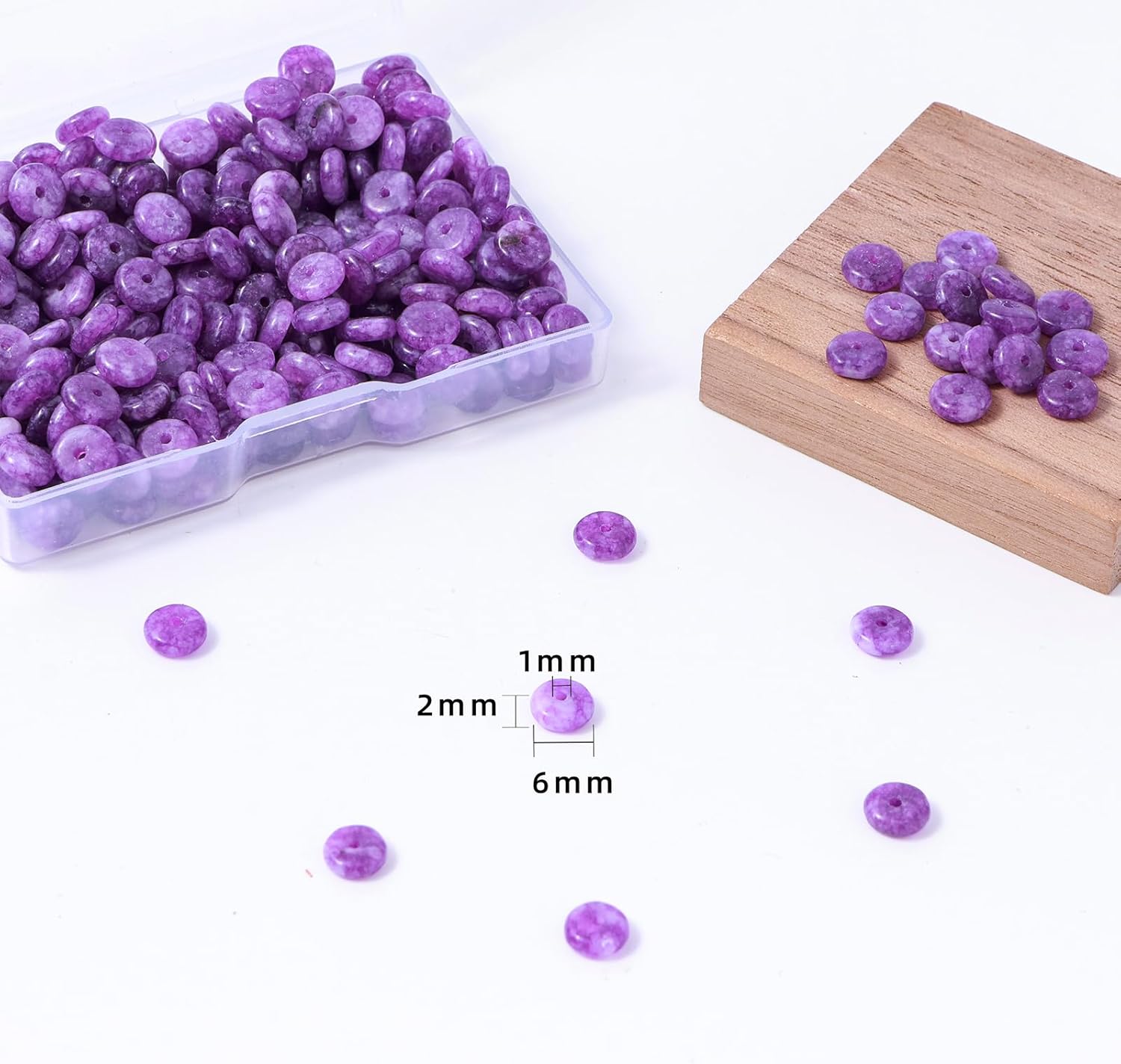 Natural Dark Amethyst Disk Stone Spacer Beads 6x2mm 38cm/str Flat Rondelle Loose Semi Gemstone Caps for Making Bracelets Necklace