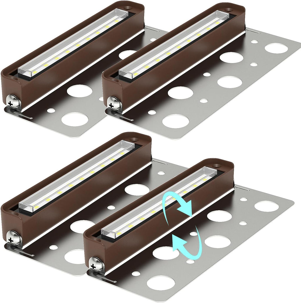 7 Inch LED Retaining Wall Lights 4-Pack, 5W Hardscape Step Lights, 5CCT 2200K-5000K Tunable White, 12-24V Low Voltage Outdoor Paver Lights, ETL Listed Brown Landscape Lights for Stairs, Deck