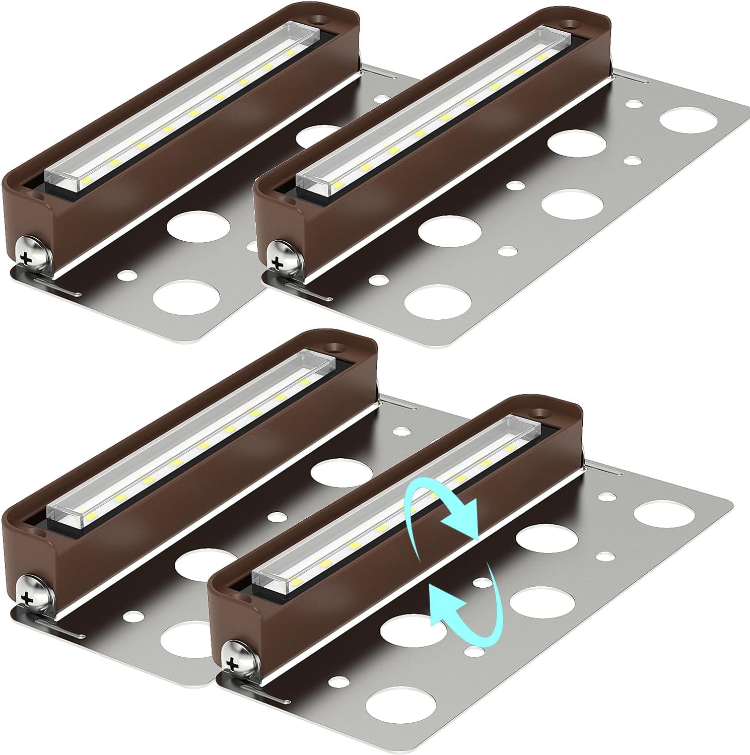 7 Inch LED Retaining Wall Lights 4-Pack, 5W Hardscape Step Lights, 5CCT 2200K-5000K Tunable White, 12-24V Low Voltage Outdoor Paver Lights, ETL Listed Brown Landscape Lights for Stairs, Deck