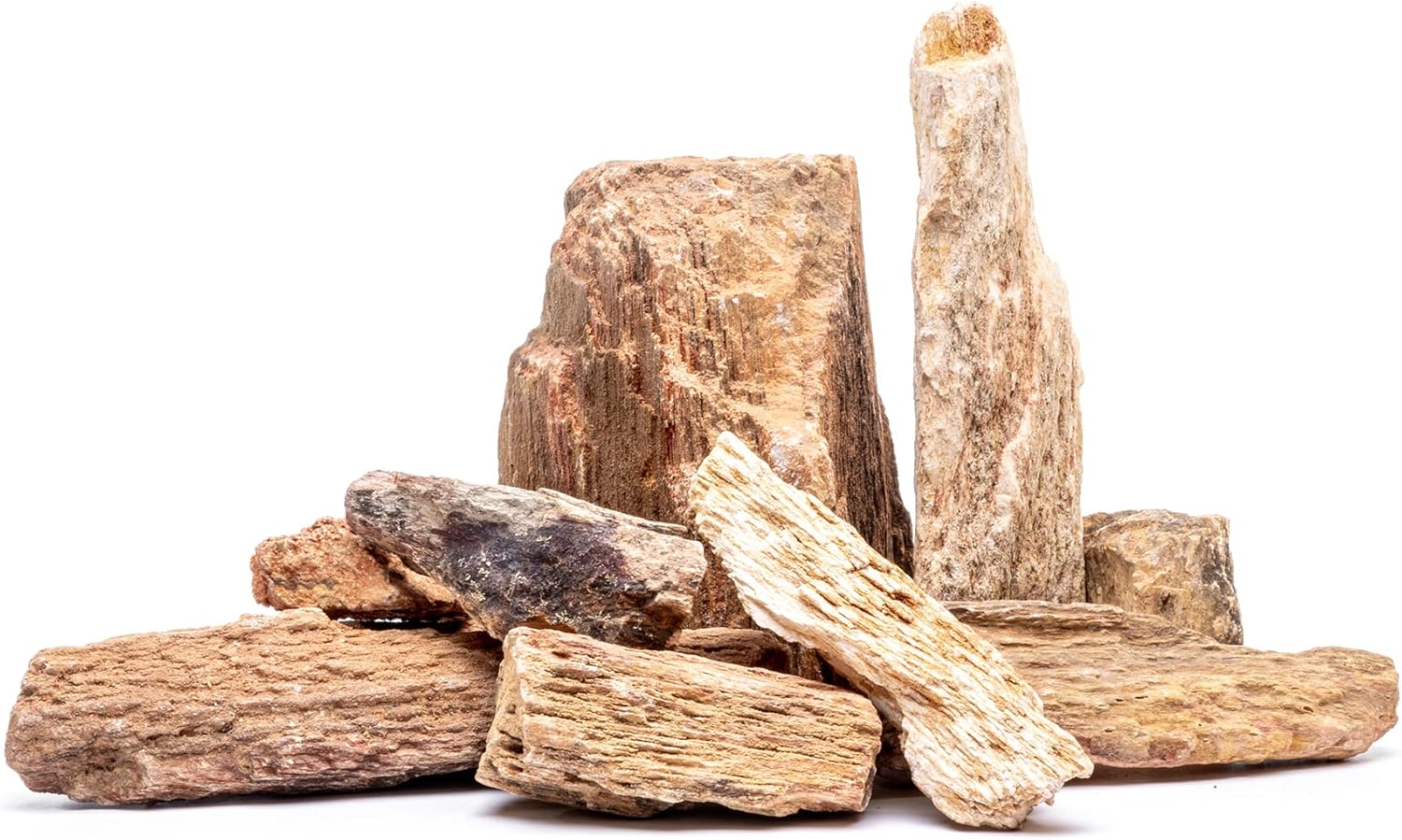 SubstrateSource Natural Stone for Aquarium, Terrarium, Paludarium, Reptile Enclosures - Set of Decorative Rocks for Landcapes, Aquascaping, Fish Tank Decor (Burmese Petrified Wood Stone, 10 lbs, 3-7")