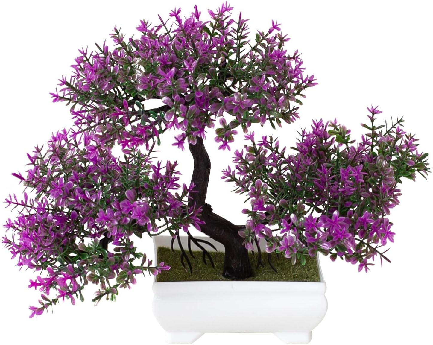 Mini Artificial Bonsai Tree Plants Artificial Plant Welcome Pine Treewith Plastic Cement Pots for Home Office Décor (Magenta)