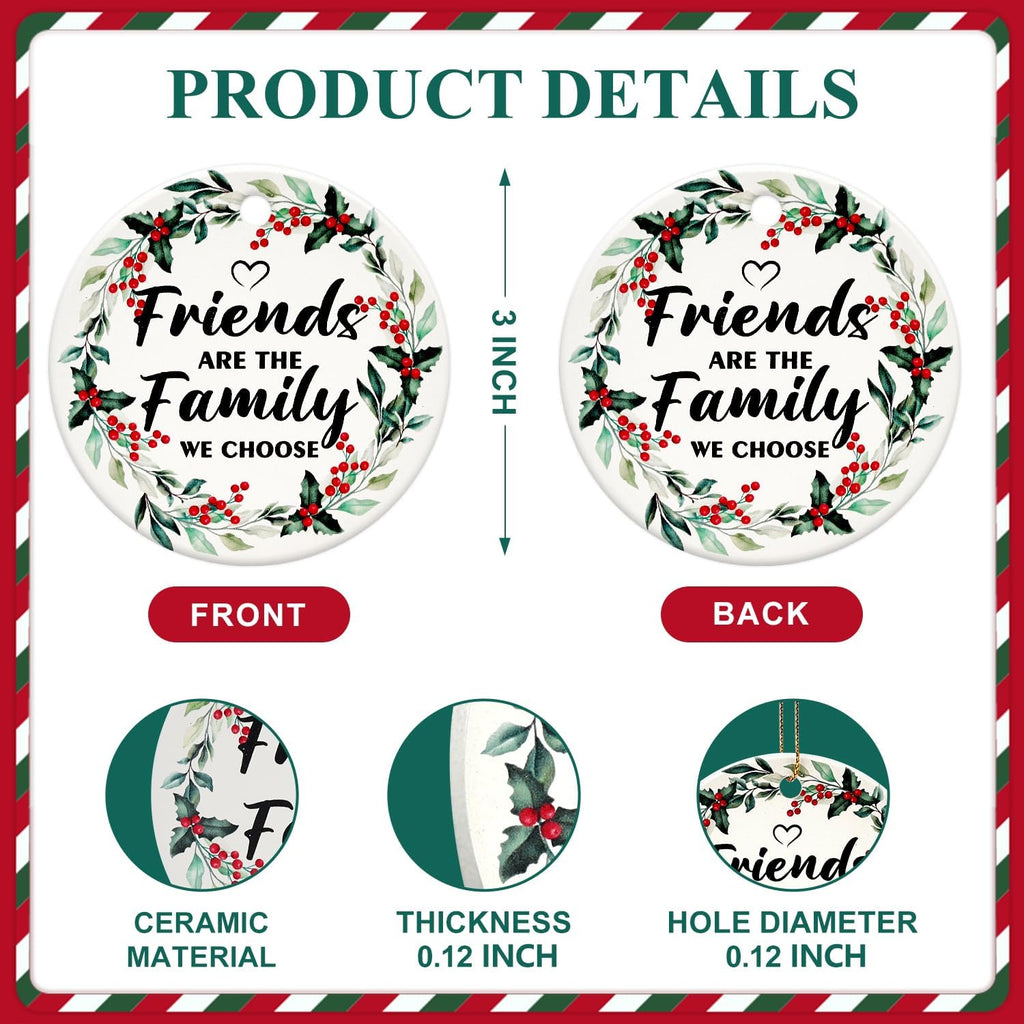 Mini Friend Christmas Ornament for Xmas Tree Decorations Ceramic for Female Women Men BFF Bestie Cute Christmas Tree Ornaments Small Xmas Decorated Friendship Ornament
