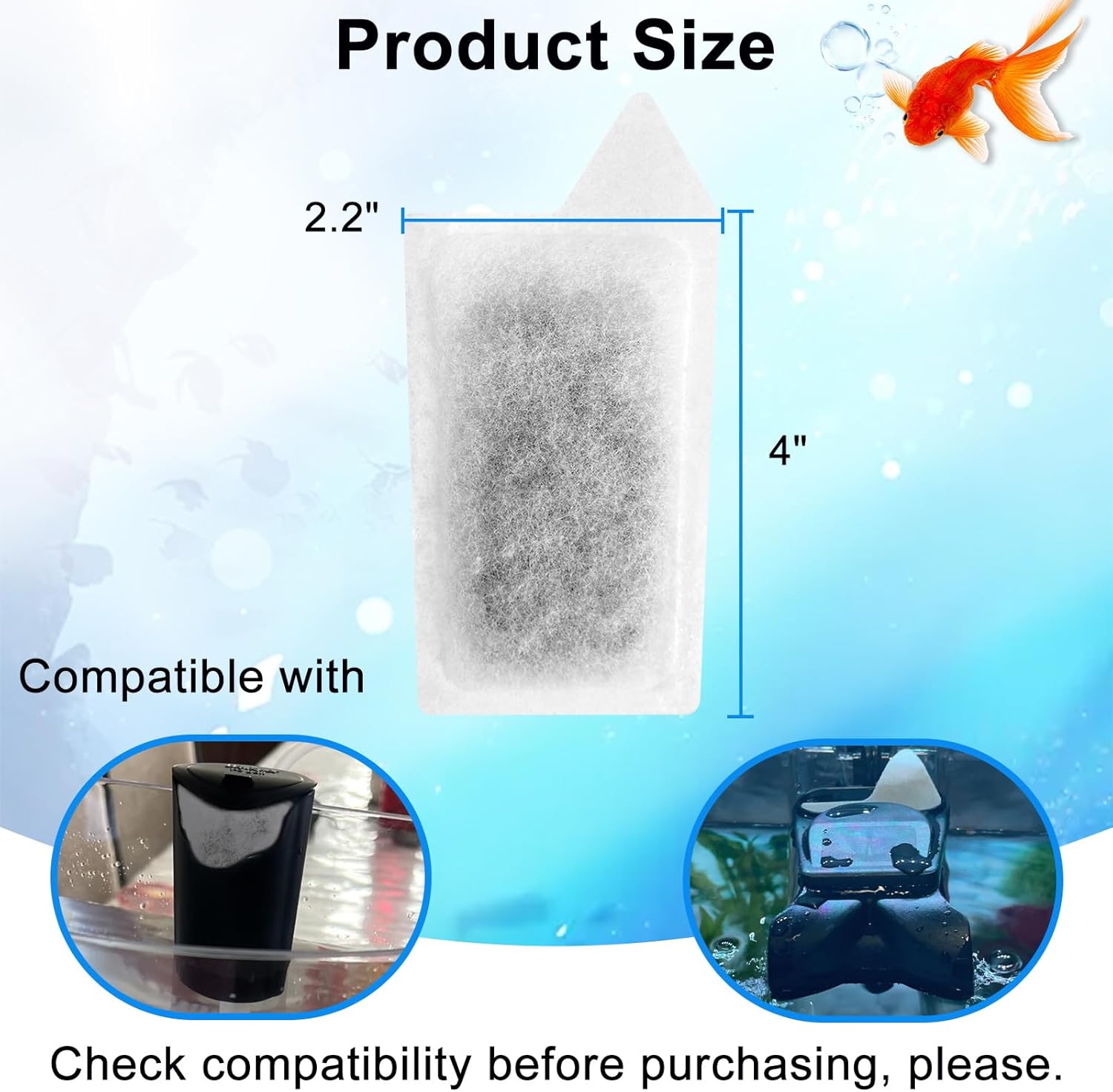 6 Packs Small Filters Cartridges for Tetra Whisper Small Fish Tanks Filter, Small Filter Carbon Replacement Filter Cartridge for 3-10 Gallons Aquarium Filter