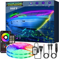 50FT Boat Lights Marine LED Strip Lights, IP66 Waterproof Pontoon Boat Light, 12V RGB Boat Interior Lights, Night Fishing Lights for Jon Boat, Bass Boat, Cabin, Deck, APP/RF Control