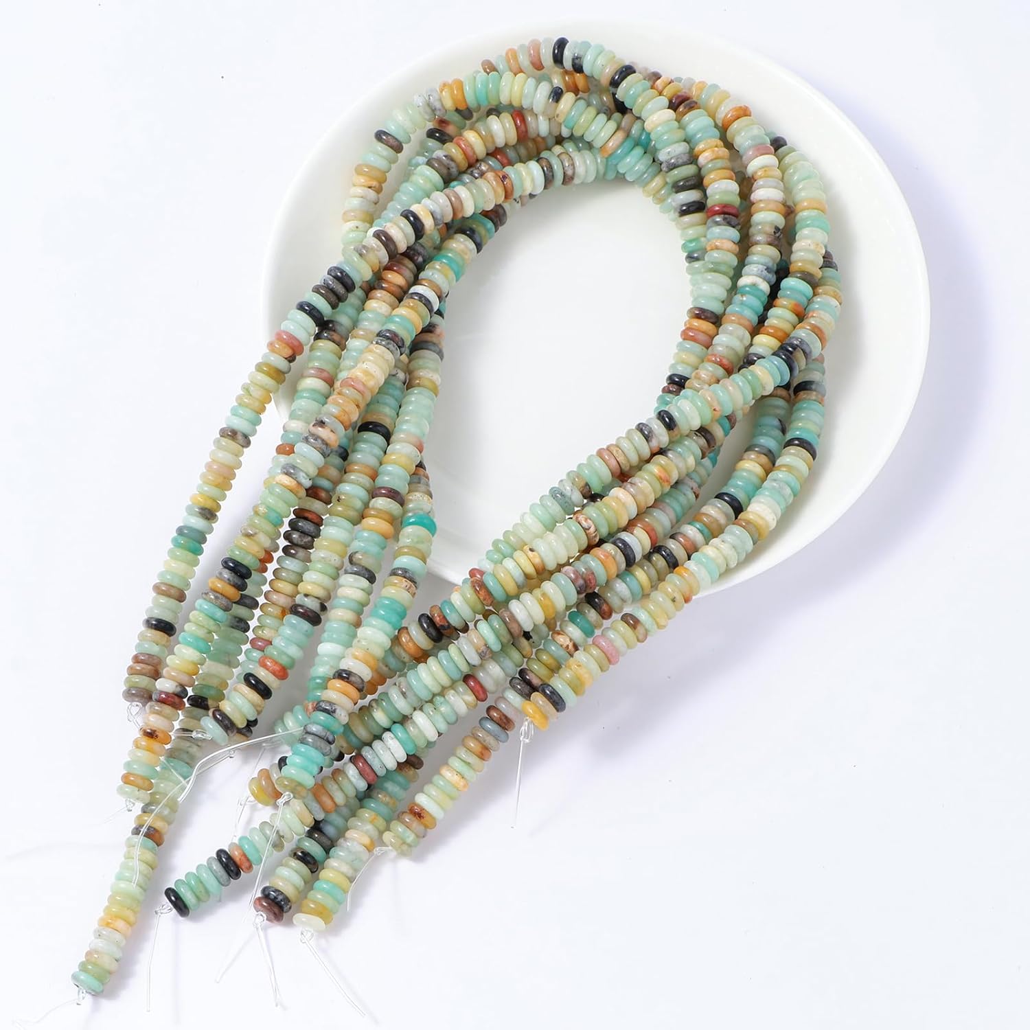 Natural Amazonite Disk Stone Spacer Beads 6x2mm 38cm/str Flat Rondelle Loose Semi Gemstone Caps for Making Bracelets Necklace