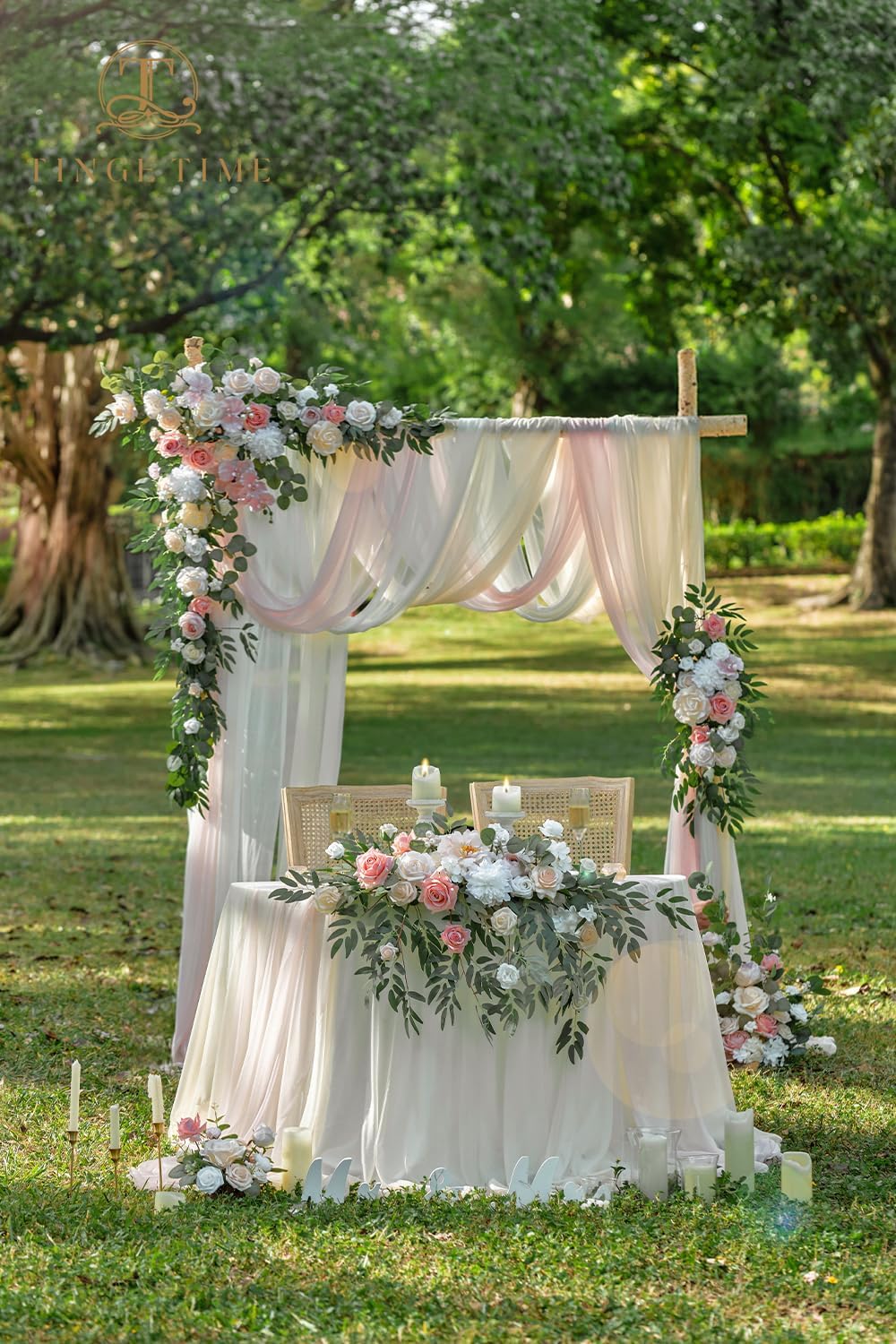 TINGE TIME Artificial Arch Flowers Kit Pack of 5, Wedding Decorations for Reception with Hanging Flowers, Wedding Arch Silk Floral Arrangements Ceremony Backdrop Bridal Shower Outdoor Party Decor