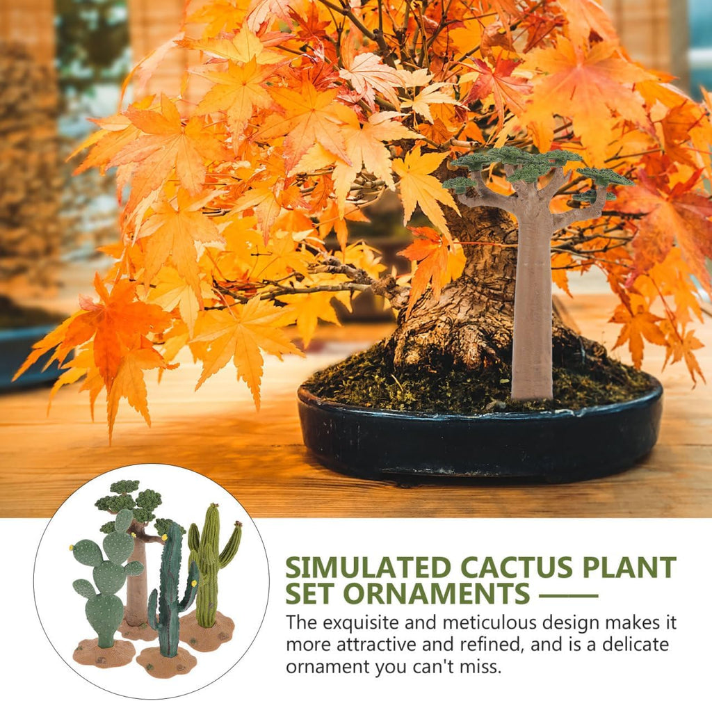 Mini Model Cactus 4pcs Mini Artificial Cactus Plants Fake Model Miniature Plastic Decor Lifelike Desert Tree Statue for Micro Landscape Train Railway Sand Table