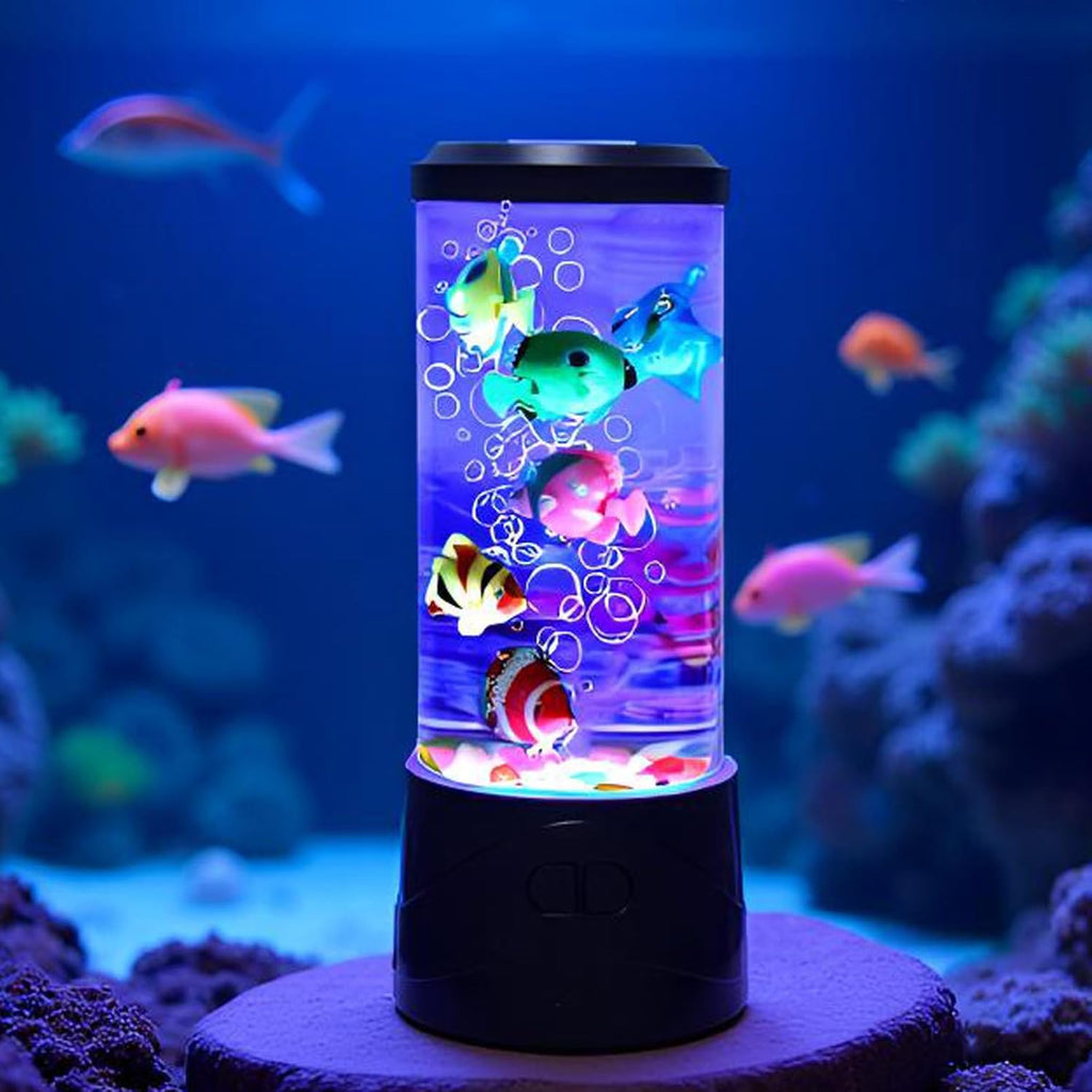 Bubble Fish Lamp Electric Fish Tank Table Lamp Fake Aquarium with Color LED Changing Light Gift for Kids Men Women Home Deco for Room Mood Light for Relax