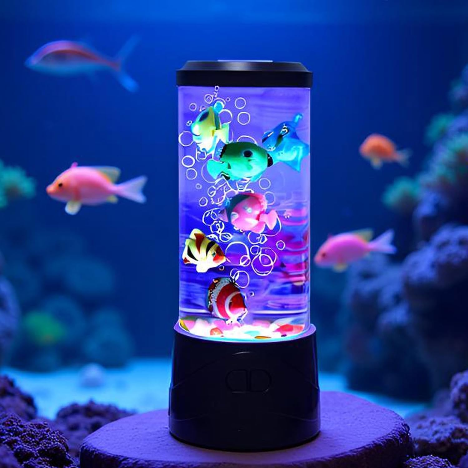 Bubble Fish Lamp Electric Fish Tank Table Lamp Fake Aquarium with Color LED Changing Light Gift for Kids Men Women Home Deco for Room Mood Light for Relax