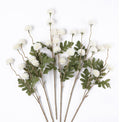 mizii 6Pcs White Fake Silk Pompon Mum Artificial Flowers Bulk Small Faux Chrysanthemums with Stems Realistic Floral Decorations for Wedding DIY Bouquet Centerpieces Shower Vase Home Decor (White)