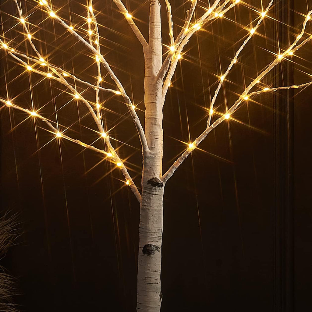 LITBLOOM Lighted Twig Birch Tree Plug in with 8 Functions 4FT 200 Warm White and Multi Color LED Lights for Indoor Outdoor Home Bedroom Christmas Easter Decoration