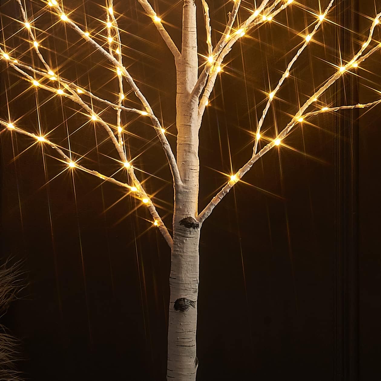 LITBLOOM Lighted Twig Birch Tree Plug in with 8 Functions 4FT 200 Warm White and Multi Color LED Lights for Indoor Outdoor Home Bedroom Christmas Easter Decoration