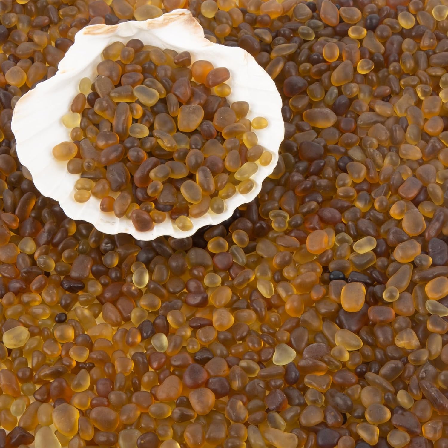 QEQEKAKA Sea Glass Stones for Crafts About 1LB (405g/14.28oz) Brownish Yellow Glass Pebbles Gemstones Bulk for Aquarium Rocks Fish Tank Gravel Green Filler for Vases Centerpieces