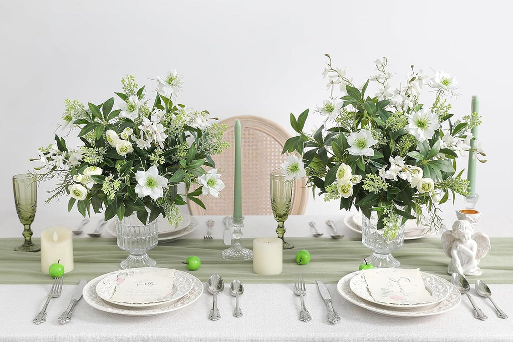 6 Pcs Artificial Greenery Stems, Realistic Faux Eucalyptus Branches Plants for Vase Decor, Wedding Centerpieces, Farmhouse Home Party Decor, Bendable Stems & No Fade (Green)