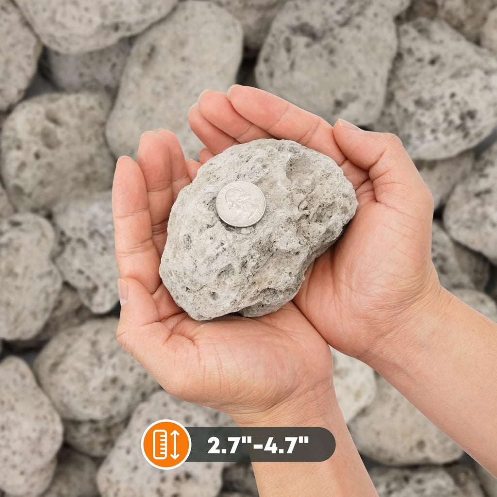 Stanbroil Light Weight White Lava Rock Granules - Natural Volcanic Rocks Decorative Landscaping Stones for Outland Living Bond Portable Fire Pit, Gas Log Set and Fireplace - 5 Pounds (2.7" - 4.7")