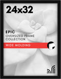 Americanflat 24x32 Poster Frame with Polished Plexiglass - Black Picture Frame - Wide Photo Frames Made of Engineered Wood for Vertical or Horizontal Wall Display - Epic Collection - Black