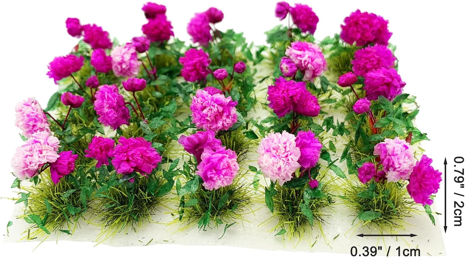 20Pcs Miniature Flower Cluster Grass Flower Tufts for Mini Dollhouse Fairy Garden Railway Simulated Static Scenery Micro Landscape Model (Rose)