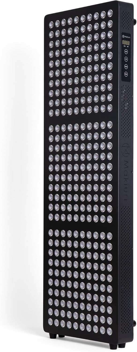 Makiuri Red Light Therapy Lamp | LED Light Therapy Panel for Face & Body | Infrared & Red Light in 5 Wavelengths | Supports Relaxation, Skin Appearance & Overall Wellness | Neptune (Black 300 LED)