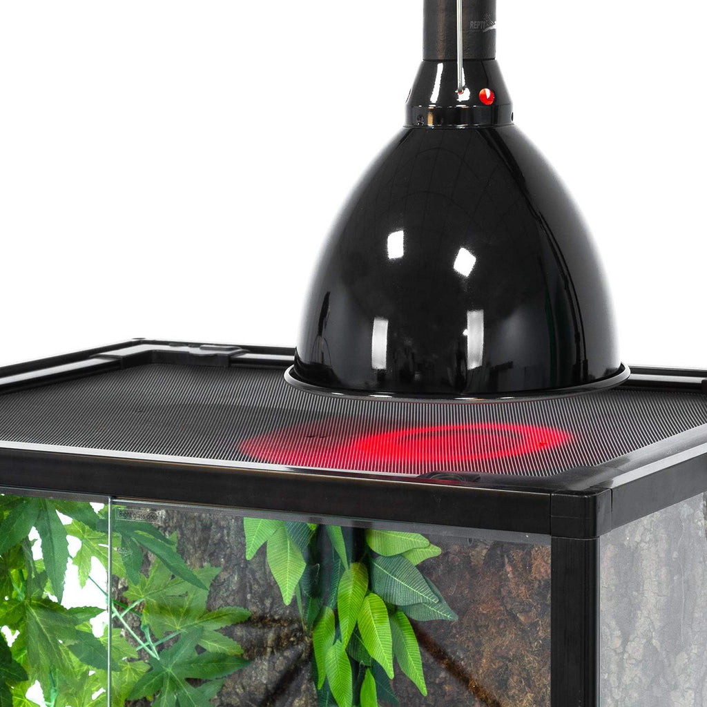 REPTI ZOO 8.5 inch Reptile Light Fixture 200W 2 in 1 E26 Base with Removable Ceramic Socket with On Off Toggle Switch in Black,Aquarium Dome Reptile UVB Light Socket Fixture (Without Bulbs)