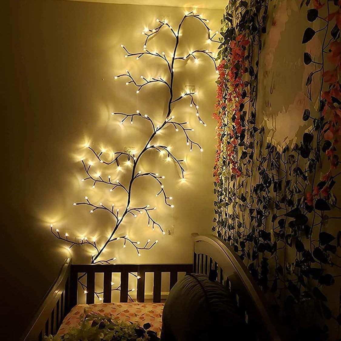 Vines for Home Decor,144 LEDs Lighted Willow Vine -7.5Ft Christmas Indoor Decor, Artificial Plant Branches for Home Decor, Aesthetic Vines for Indoor Walls Bedroom Décor(1PCS)