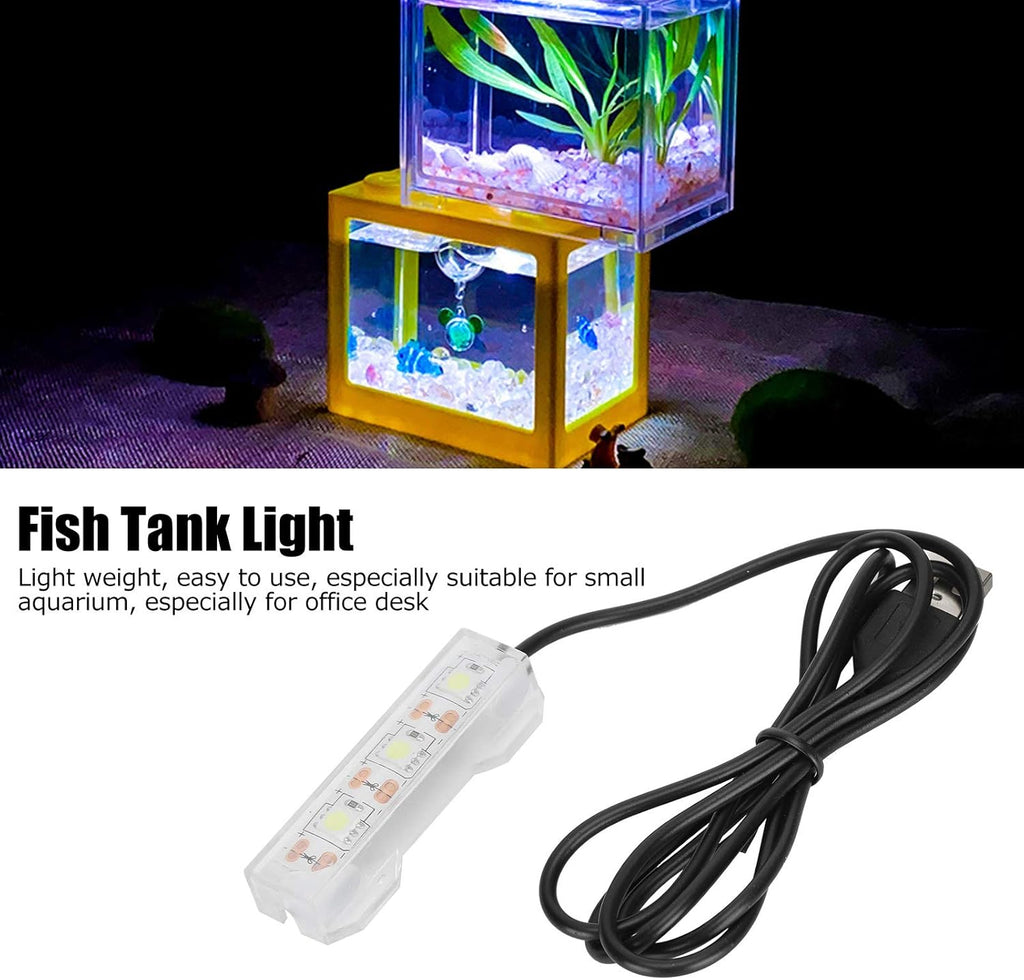 GLOGLOW Aquarium Light, USB Aquarium Light Weight Small Water Plant Light Fish Desktop Mini Decoration Soft LED Lighting Lamp