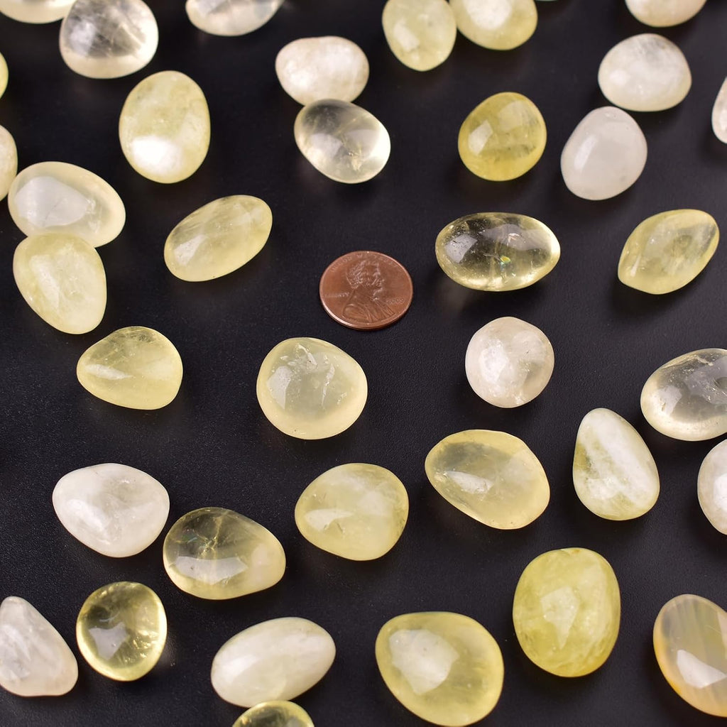 Citrine Healing Crystal Stone Set - 24 to 34 pieces, 0.6" Natural & Polished Stones for Healing, Meditation, Reiki, Chakra, Crafting & Decoration