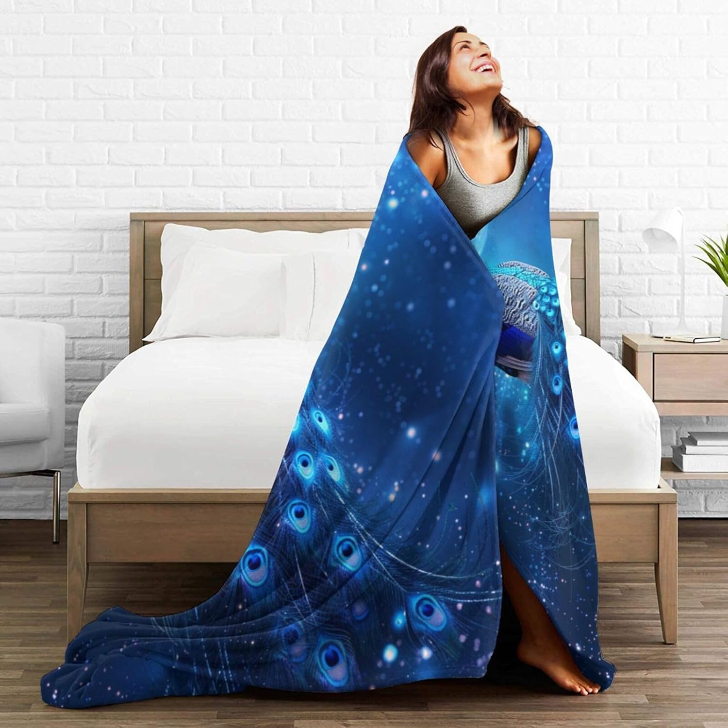 Peacock Blanket Peacock Throw Blanket Animals Flannel Stuff Merch Cozy Decor Fleece Plush Fuzzy Warm Soft Lightweight Bedding Gifts for Girls Women Men Boy Couch Sofa 50"X40"