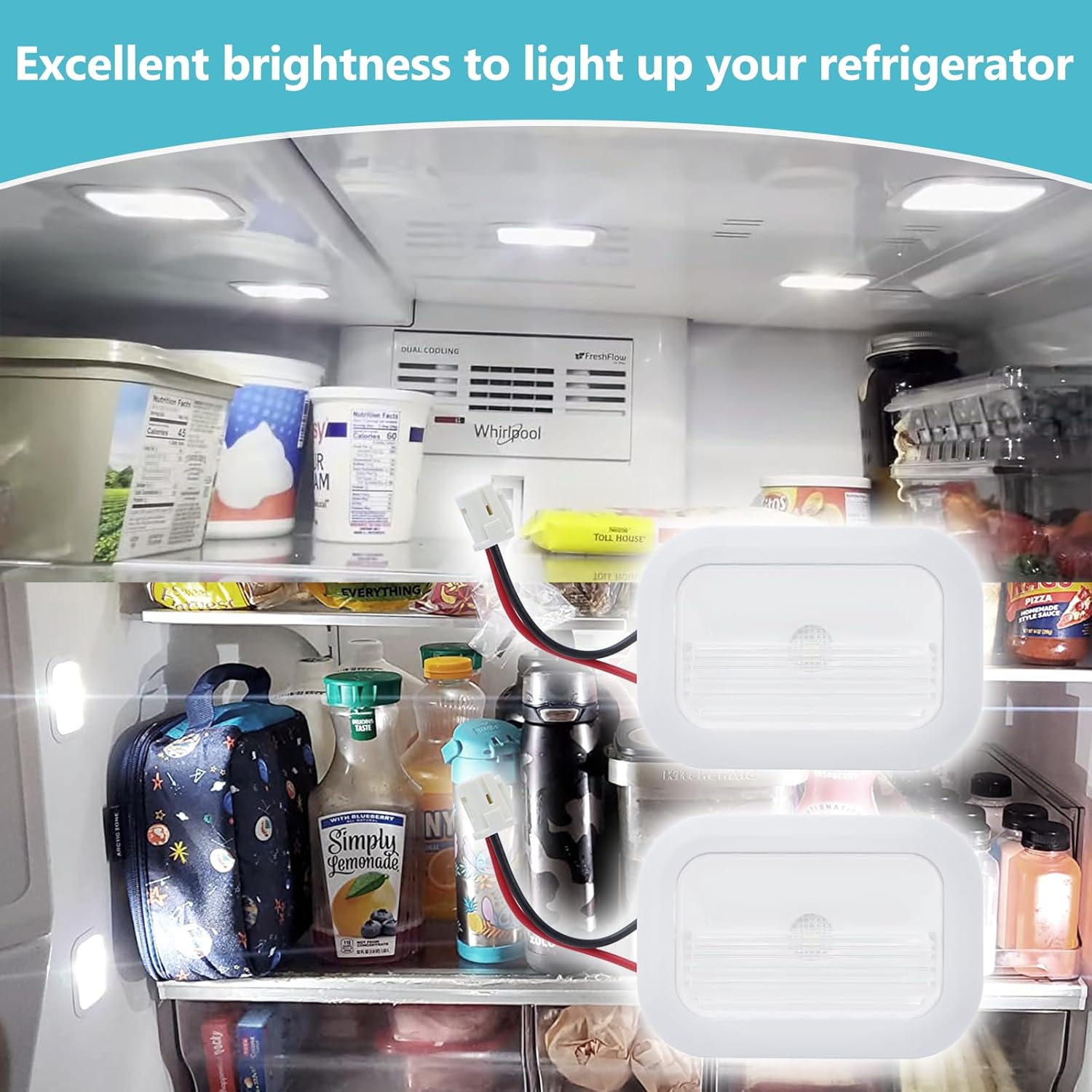 Refrigerator lighting accessories 2-Pack W10695459, W10843353, W11205083 Refrigerator LED Light Board Module Assembly Compatible with Whirlpool,Maytag,Replace W11126053,W10660728,W10279030