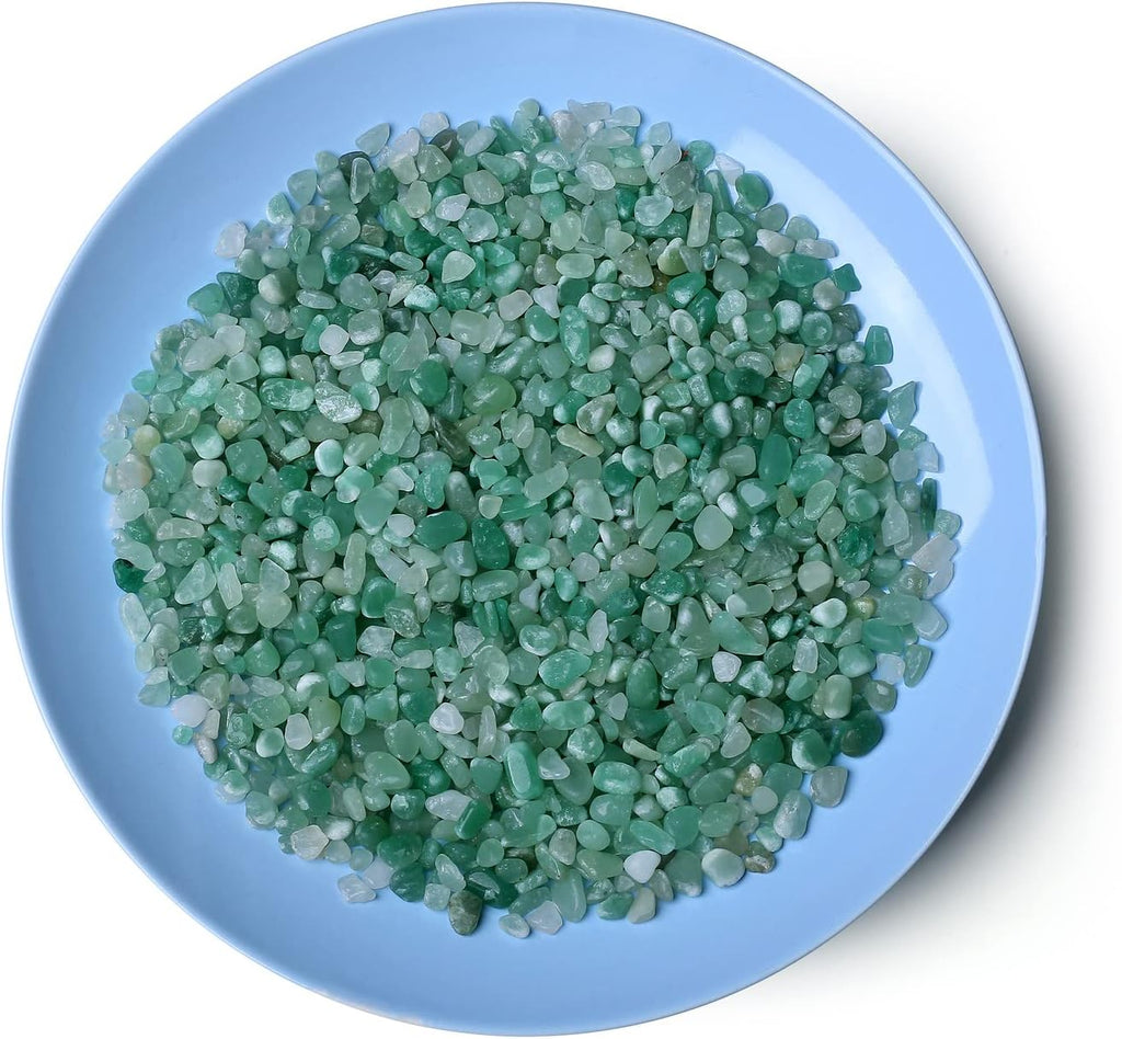 LAIDANLA Green Aventurine Crushed Stone Crystal Chips Bulk Natural Gemstones Healing Reiki Crystals Mini Quartz Vase Filler Aquarium Gravel 100g