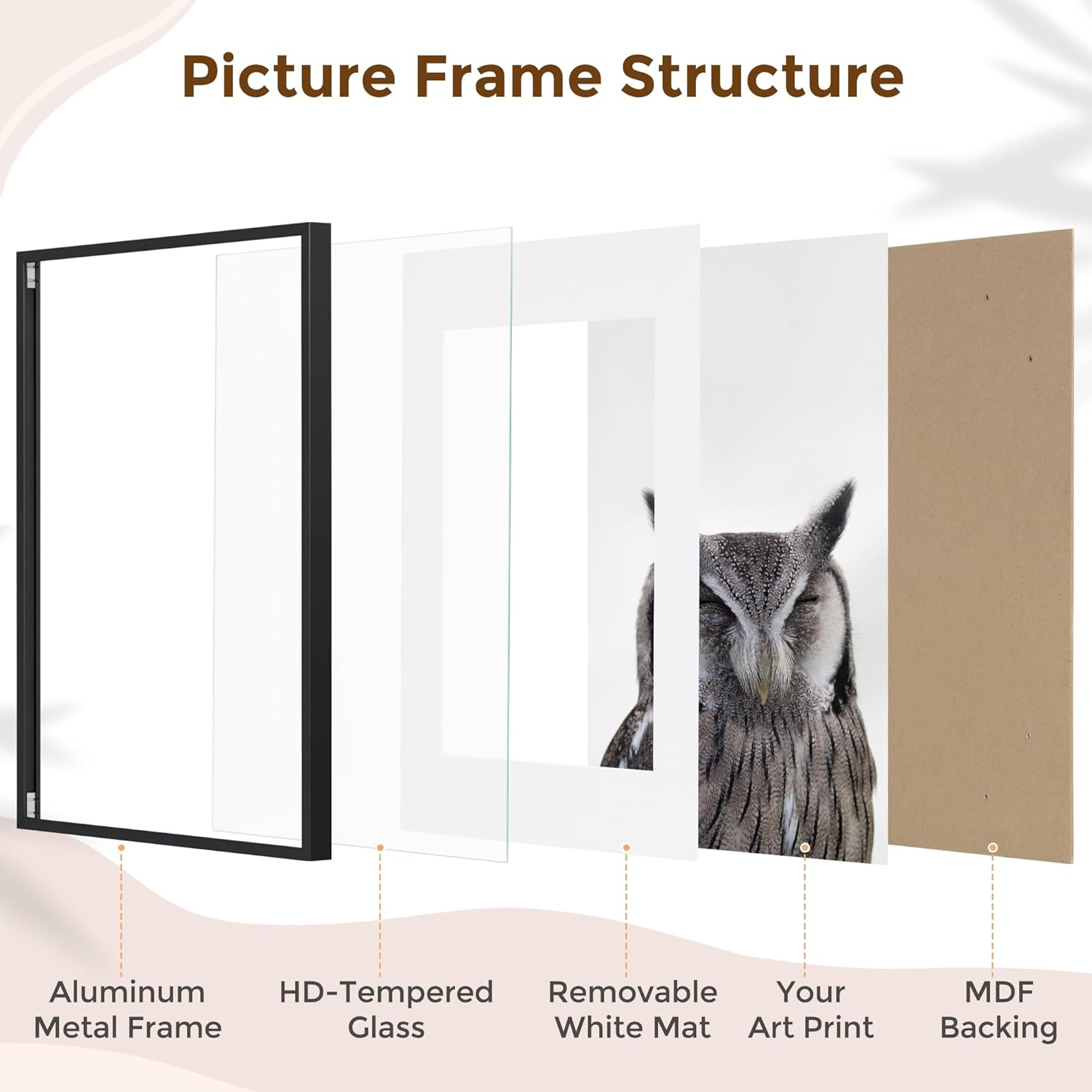 Fun Memories 20x26 Picture Frame, 20 x 26 Metal Poster Frame with Mat for 14x22 Photo - HD Tempered Glass - Vertical and Horizontal Display