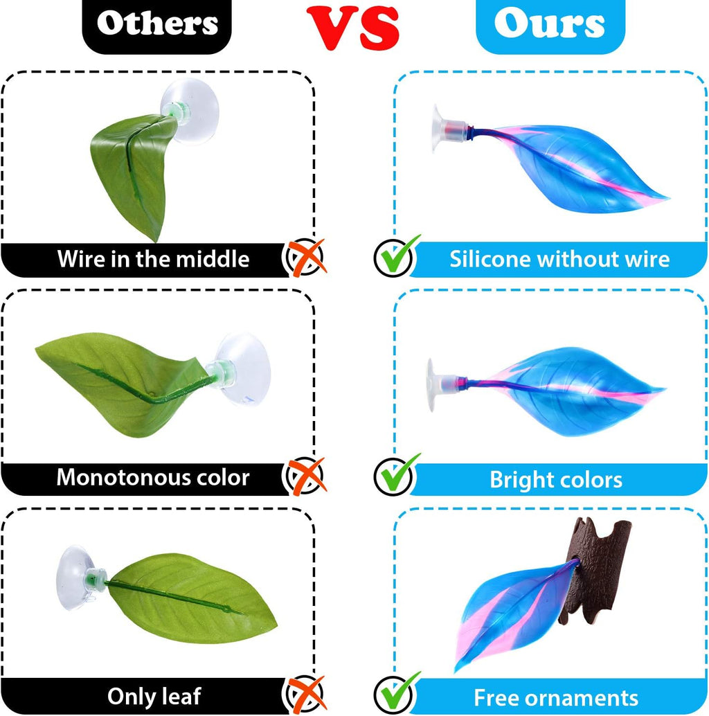 WILLBOND 2 Pieces Silicone Betta Fish Bed Leaf Hammock Betta Fish Tank Accessories, Practical Resting Spot, No Bpa, Comfortable and Safe(Blue)