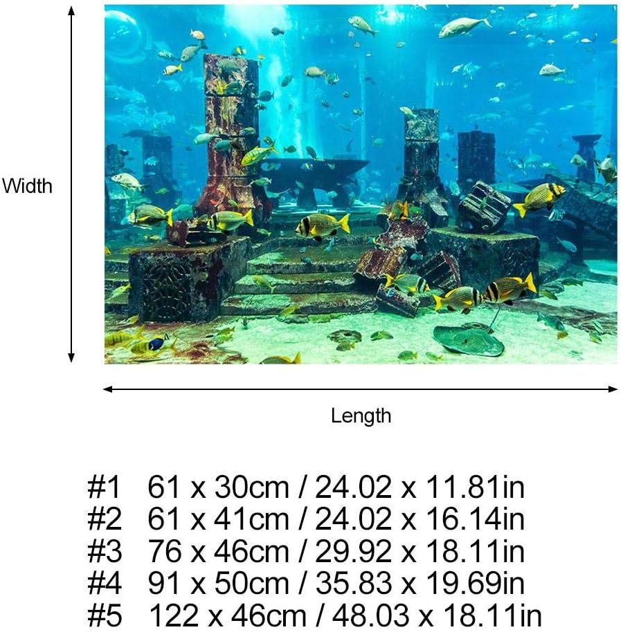 Yosoo PVC Coral Aquarium Background Underwater Poster,Fish Wall Decorations Sticker 4 Size(76x46cm)